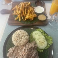Jackfruit curry and a side of fries  at Pacifico in Coron