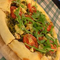 Vegan pizza pesto with vegan cheesse at Moto Laurie in Da Lat