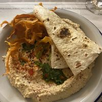 Hummus with sweet potato chips  at 33 Gastronauts in Sofia