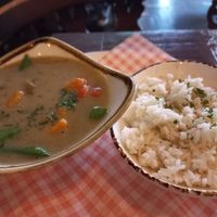 Thai green curry with rice at The Artful Duke in Bromley