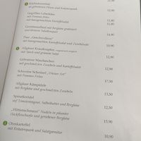 Menü Seite 2 at Hündle Berggaststätte in Oberstaufen