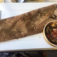 Vegan galette - onion and mushroom filling, ratatouille on the side   at Le Sarah'Zin in La Rochelle