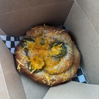 Idk cheezy jalapeno twist thing at Rockford Roasting Company in Rockford