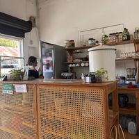 Small indoors with 2 little tables, nice plants and decor (not shown here) was cute   at IRIE in San Juan Del Sur