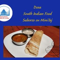 Dosa Is an authentic South indian Dish created with dhal flour and Coconut chutney  at Mini Taj in Oaxaca