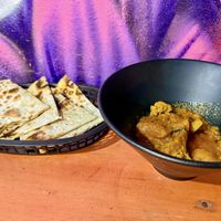 Aloo Gobi and Garlic Naan  at Mini Taj in Oaxaca