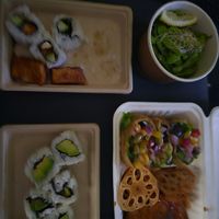 Teriyaki tofu roll, garlic edamame, avocado roll, and tofu lovers. 😋 at Yuki in the Hills in Aldgate