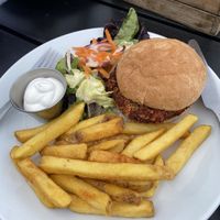 Beetroot burger  at Macgochans in Isle Of Mull