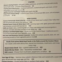 Menu 1  at The Hunters Moon Inn in Abergavenny