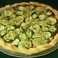Housemade dough, country classic sauce, zucchini, artichoke hearts, and spinach. Amazing!!!   at Lake Tahoe Pizza Company in South Lake Tahoe