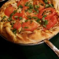 Vegan pizza!! Yummm! at Lake Tahoe Pizza Company in South Lake Tahoe