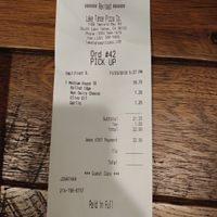Receipt at Lake Tahoe Pizza Company in South Lake Tahoe