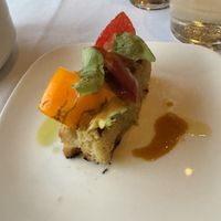Toasted sourdough with avocado and heirloom tomatoes   at Alma in Minneapolis