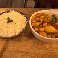 Aloo Baingan w/added chickpeas at BabaJi Indian Food in Athens
