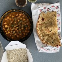 Channa Masala and Garlic Naan  at Chennai Express in Cranston