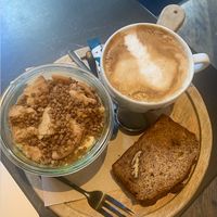 Breakfast combo deal (coconut latte, banana bread, apple bowl) at YB by Yoghurt Barn - Vinkenburgstraat in Utrecht