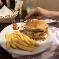 Homemade soy patty with fries.  at Casa Chicoana in Chicoana