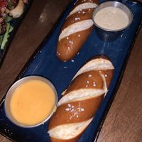 pretzels with vegan cheese dip and dijon mustard  at Idlewild Spirits Brewpub and Restaurant in Winter Park