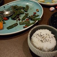 Vegan beans stir fry, vegan cabbage stir fry at Le Voyage in Munich