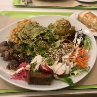 Raviolis and Mango cake  at Macrobiotic Zen in Barcelona