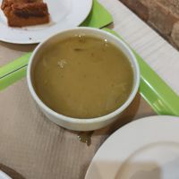 Primer plato: sopa de calabaza at Macrobiotic Zen in Barcelona