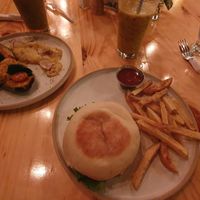 Stuffed eggplant and Falafel Burger at El Jardin De Frida - Maybe closed in La Fortuna
