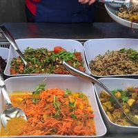 From the top:  beets, lentils, cous cous, carrots, potatoes.   So good!  😍  at The Pantry in Belfast