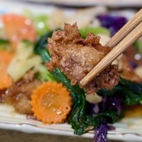 Vegan Sauteed Wheat Meat with Vegetables and Black Pepper Sauce at Paper Rice - Atrium in Central Singapore