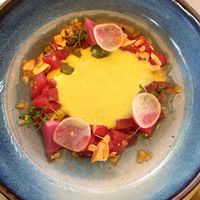 Starter - smoked watermelon at Me & Mrs P in Velp