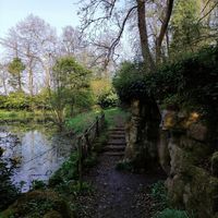 The ice house by the lake at World Peace Cafe in Northampton