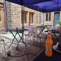 Outdoor seating - courtyard at World Peace Cafe in Northampton