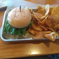 Black Bean burger with House made chips at Treehouse in Terre Haute