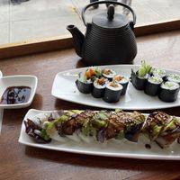 Oshinko and cucumber rolls in the back  at Hanazono in Port Townsend