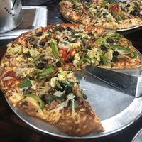 Veggie Lovers Pizza with vegan cheese.   at Grand Canyon Brewing Company in Page