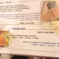 Menu at Red Sea in Vienna