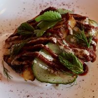 Confit swede, apricot harissa, yoghurt, and sumach  at Ox and Finch in Glasgow