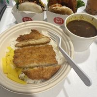 Shiitake mushroom riceburger,  spicy vegan katsu rice burger and vegan katsu curry  at Rice Burg in Wellesley