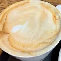 Pistachio latte (a fall special) made w/soy milk  at Caffè Nero in Somerville