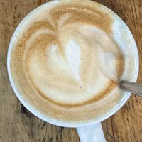 Pistachio latte made with soy milk  at Caffè Nero in Somerville