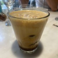 Ice cappuccino with coconut milk (in the end the layers set like they should - this is due to the fact that it’s not dairy)  at Zampano in Athens