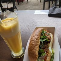 Vegan Chick'n bahn Mi and Fresh Juice at Kaffir Lime Cafe & Vietnamese Restaurant in Milton