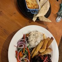 Vegan lasagne and garlic bread, and salt and pepper tofu   at Bunch of Grapes in Newcastle Emlyn