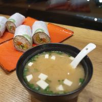 Miso soup and Vegerrito. The taste is much better than my photo. at Sushirrito in Belgrade