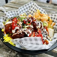Korean Fritters with Ricee  at Stockport Produce Hall in Manchester