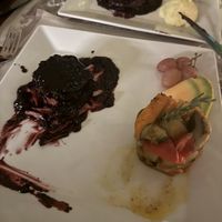 my vegan blueberry steak versus the real across the table   at Acqua al 2 in Florence