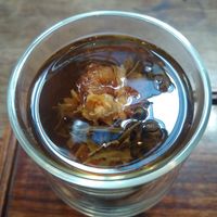 The peach blossom tea. Beautiful to see. at Ching Ching Cha in Washington