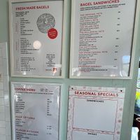 Menu as of February 2025. Note the vegan spread and some sandwiches such as “The Millennial Pete”.  at Pete's Bagels in St Petersburg