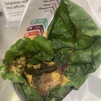 Unwrapped Double chz burger w added mushroom bac’n  roasted jalapeño and sub Swiss chard wrap  at PLNT Burger in Boston