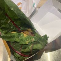 Unraveling the … Double chz burger w added mushroom bac’n  roasted jalapeño and sub Swiss chard wrap  at PLNT Burger in Boston