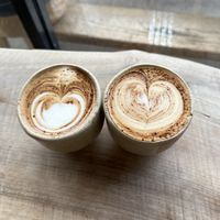 Pea milk cappucinos  at Beaten by a Whisker in London